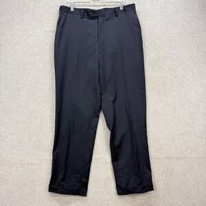 Jos A Bank Dress Pants Mens 37x29 Navy Blue Signature Collection Tailored Cuffed